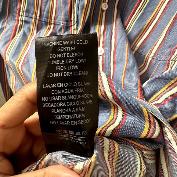 HUF Men's Multicolor Striped Long Sleeve Button-Down Shirt Size Medium - Picture 7 of 8